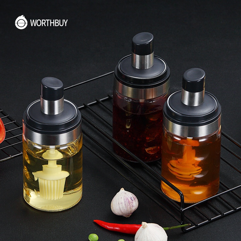 Transparent Storage Condiment Jar Moisture-proof Spice Jar salt And Pepper Container Kitchen Seasoning Bottle With Spoon Brush