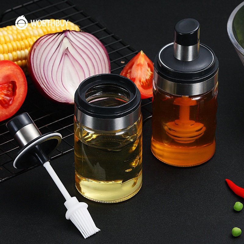 Transparent Storage Condiment Jar Moisture-proof Spice Jar salt And Pepper Container Kitchen Seasoning Bottle With Spoon Brush