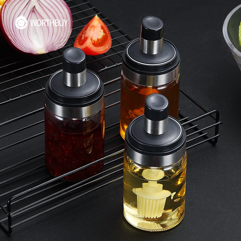 Transparent Storage Condiment Jar Moisture-proof Spice Jar salt And Pepper Container Kitchen Seasoning Bottle With Spoon Brush