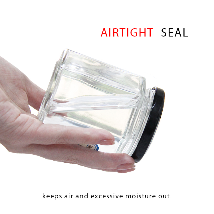 Transparent Storage Jar Honey Airtight Jar Glass Bottle With Six Arrises Food Pickles