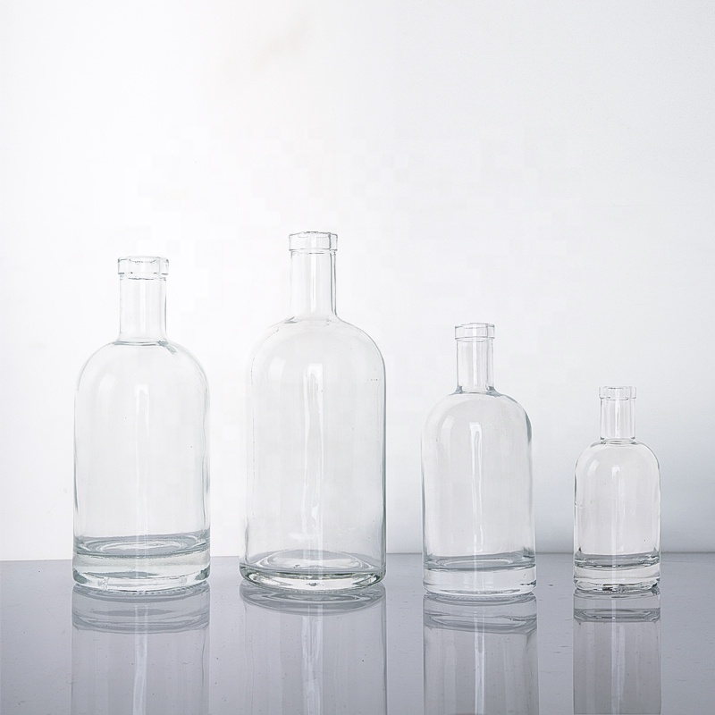 Transparent Thick Bottom Personalized Empty 500ml 1000ml Glass Vodka Bottle 750ml for Liquor with Stopper