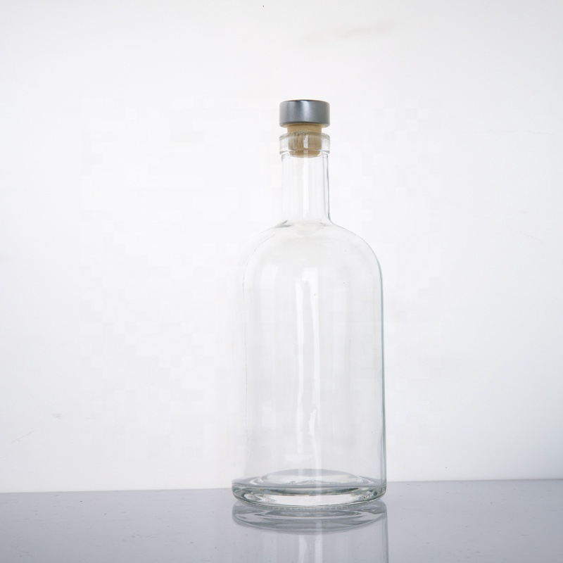 Transparent Thick Bottom Personalized Empty 500ml 1000ml Glass Vodka Bottle 750ml for Liquor with Stopper