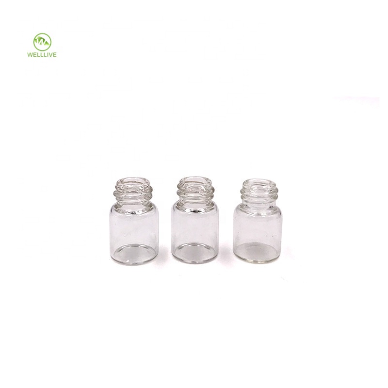 Transparent amber blue 1ml 2ml 3ml 5ml 10ml mini small glass tube bottle for attar essential oil