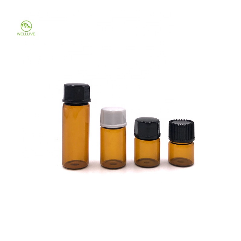 Transparent amber blue 1ml 2ml 3ml 5ml 10ml mini small glass tube bottle for attar essential oil