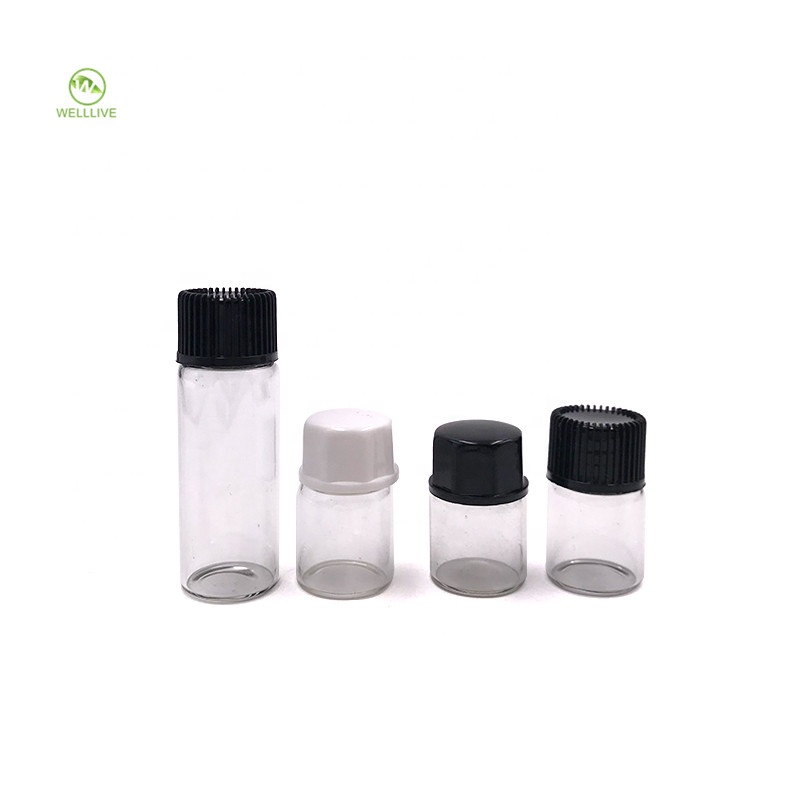 Transparent amber blue 1ml 2ml 3ml 5ml 10ml mini small glass tube bottle for attar essential oil