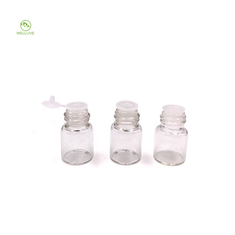 Transparent amber blue 1ml 2ml 3ml 5ml 10ml mini small glass tube bottle for attar essential oil