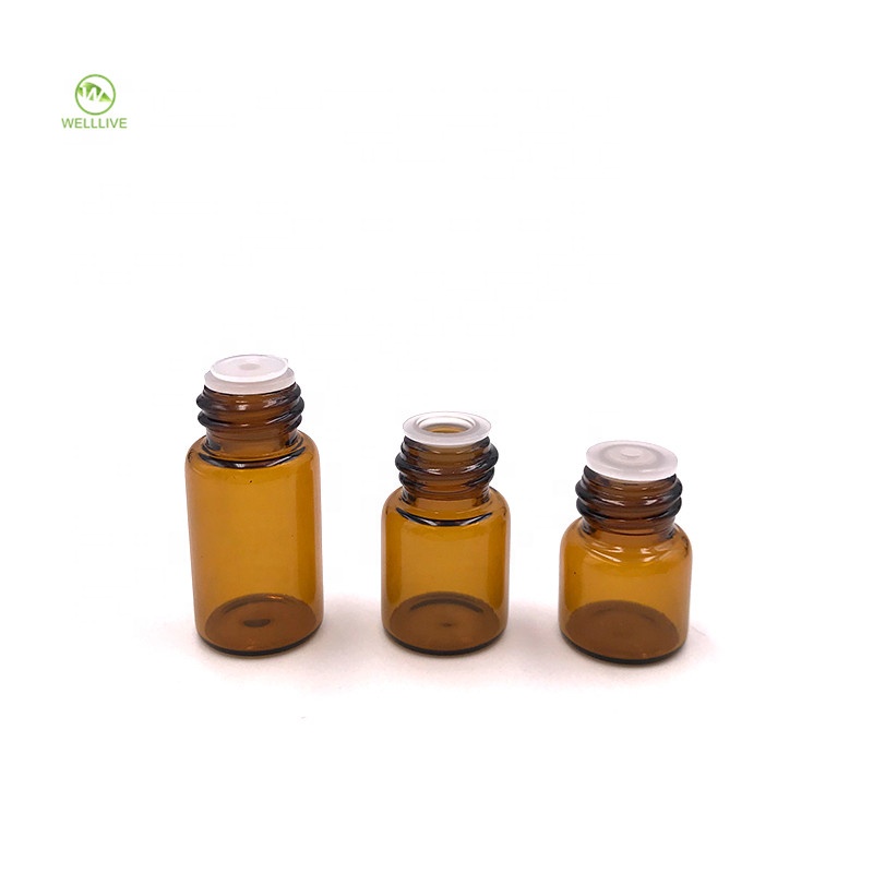 Transparent amber blue 1ml 2ml 3ml 5ml 10ml mini small glass tube bottle for attar essential oil