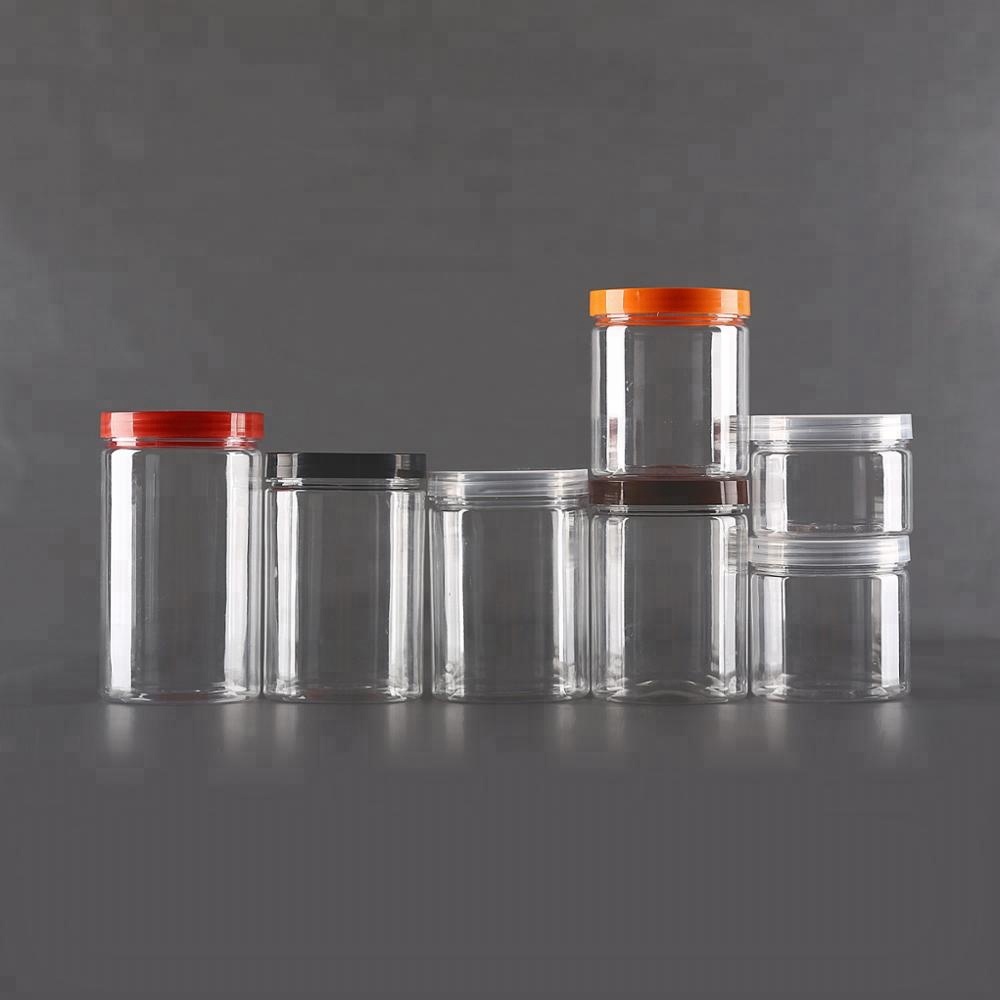 Transparent amber blue green black Cosmetic Plastic Jars And With Lids
