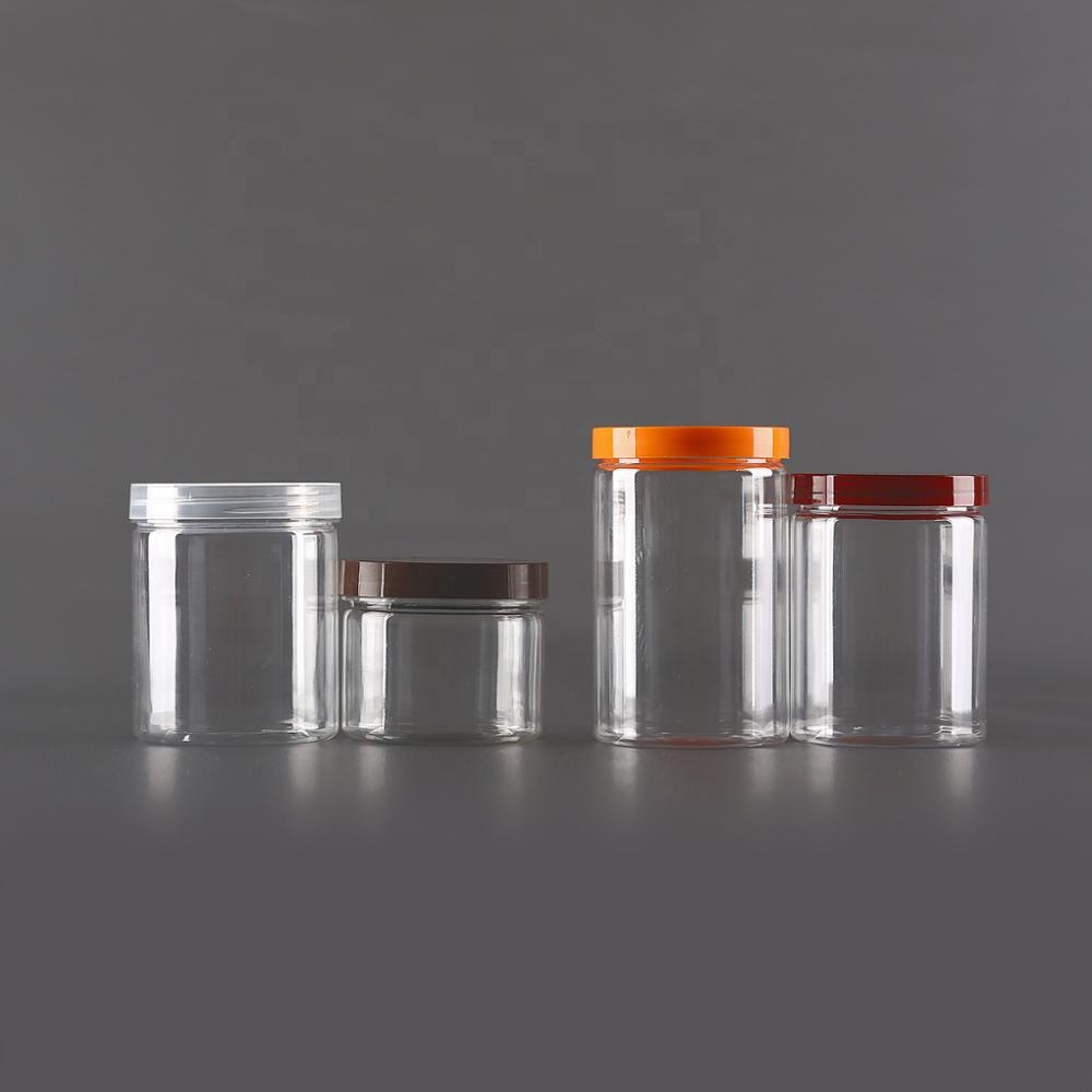 Transparent amber blue green black Cosmetic Plastic Jars And With Lids