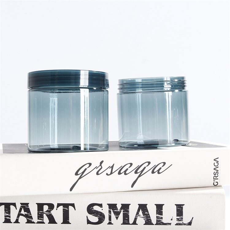 Transparent blue promotional PLASTIC cream jar eye cream bottle lotion Pet jar