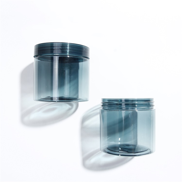 Transparent blue promotional PLASTIC cream jar eye cream bottle lotion Pet jar