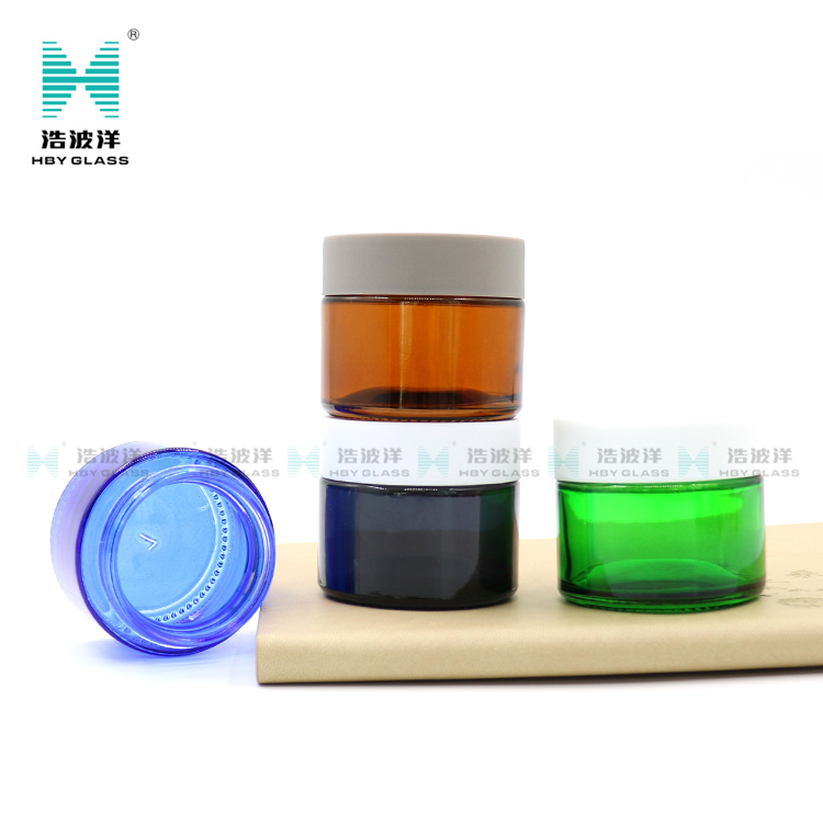 Transparent childproof cbd wax oil glass jar with plastic screw lid