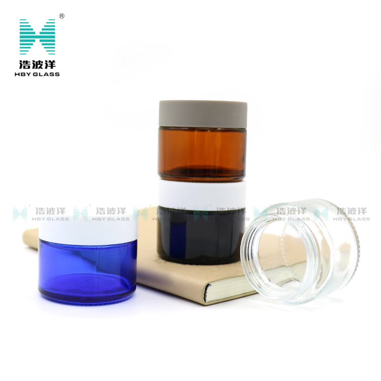 Transparent childproof cbd wax oil glass jar with plastic screw lid