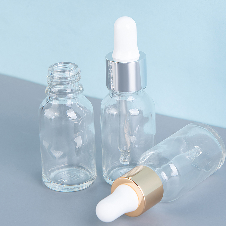 Transparent clear color 15ml essential oil bottle glass bottles with 18/410 dropper