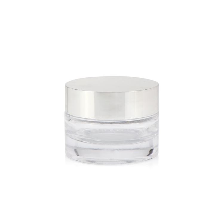 Transparent cosmetic packaging jar 15g 50g round thick bottom blue cosmetic cream jar for sale