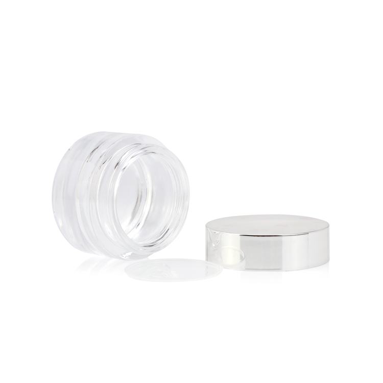 Transparent cosmetic packaging jar 15g 50g round thick bottom blue cosmetic cream jar for sale