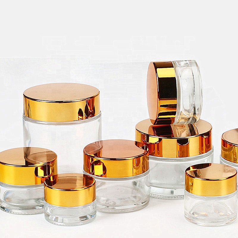 Transparent cosmetics packaging containers glass cosmetic jars lip face cream jar empty for hair 30g 50g