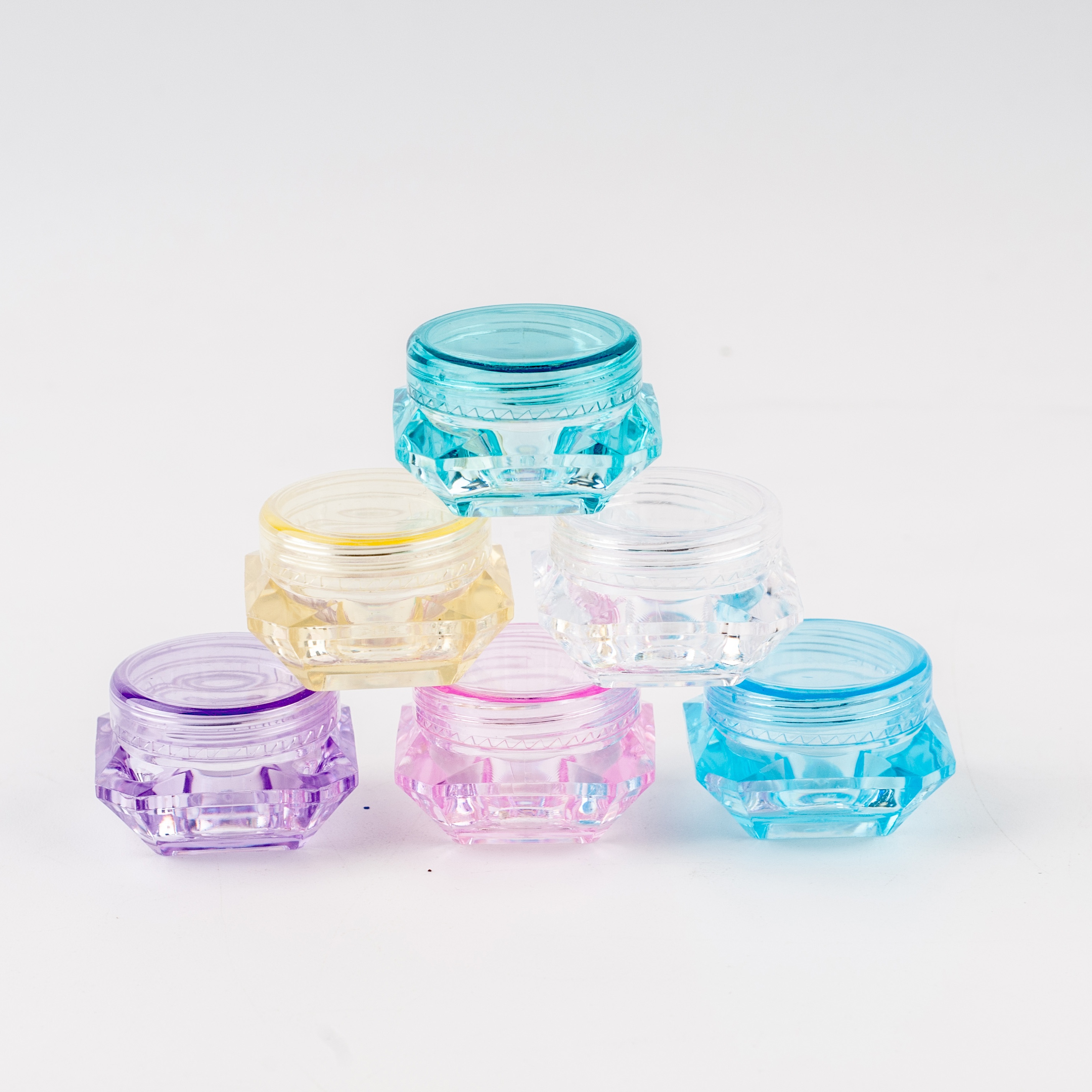 Transparent diamond shape Clear color pink color Plastic Jar diamond shape powder jar pigment jar