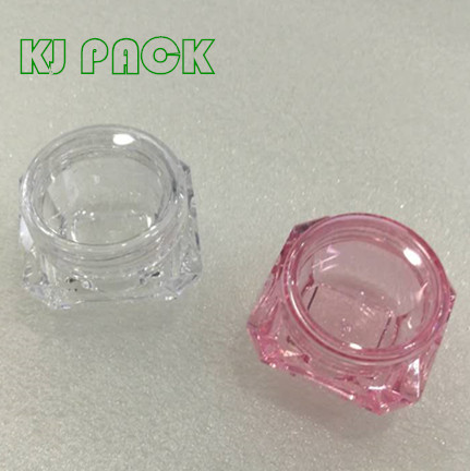 Transparent diamond shape Clear color pink color Plastic Jar diamond shape powder jar pigment jar