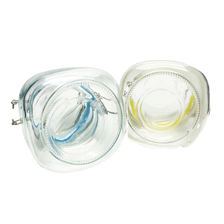 Transparent empty square 750ml wide mouth airtight glass storage jar with metal clip lock