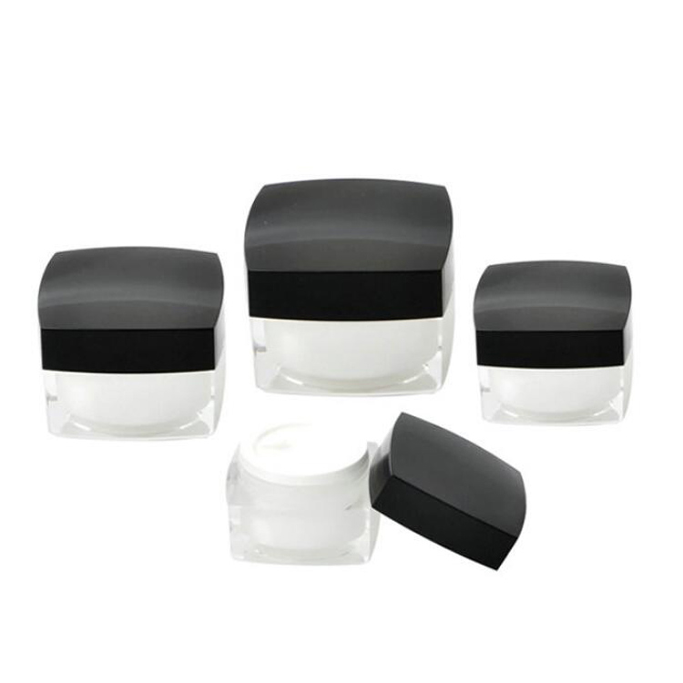 Transparent fancy empty 15ml 30ml 50ml square shape acrylic cosmetic packaging cream jar