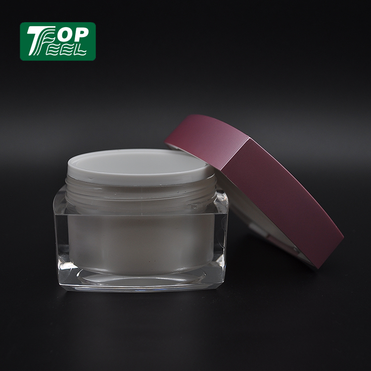 Transparent fancy empty 15ml 30ml 50ml square shape acrylic cosmetic packaging cream jar