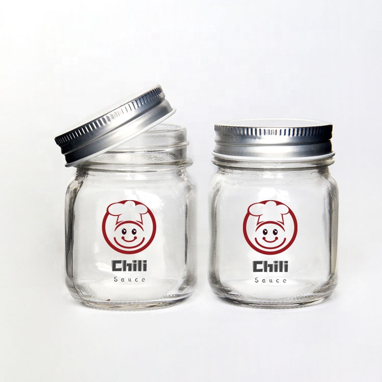 Transparent food canning 5oz 150ml round spice packaging mason jar without handle