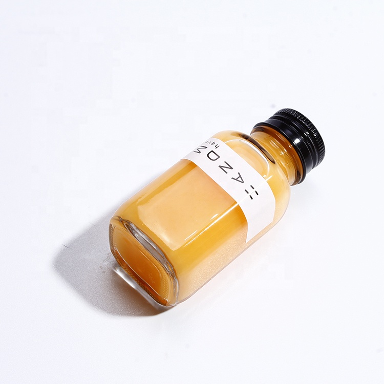 Transparent french square mini 2oz shot glasses pressed juice bottles liquor bottle with cap