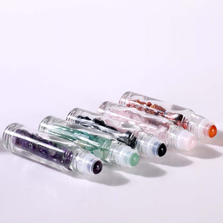 Transparent glass 10ml perfume gemstone roller ball bottle