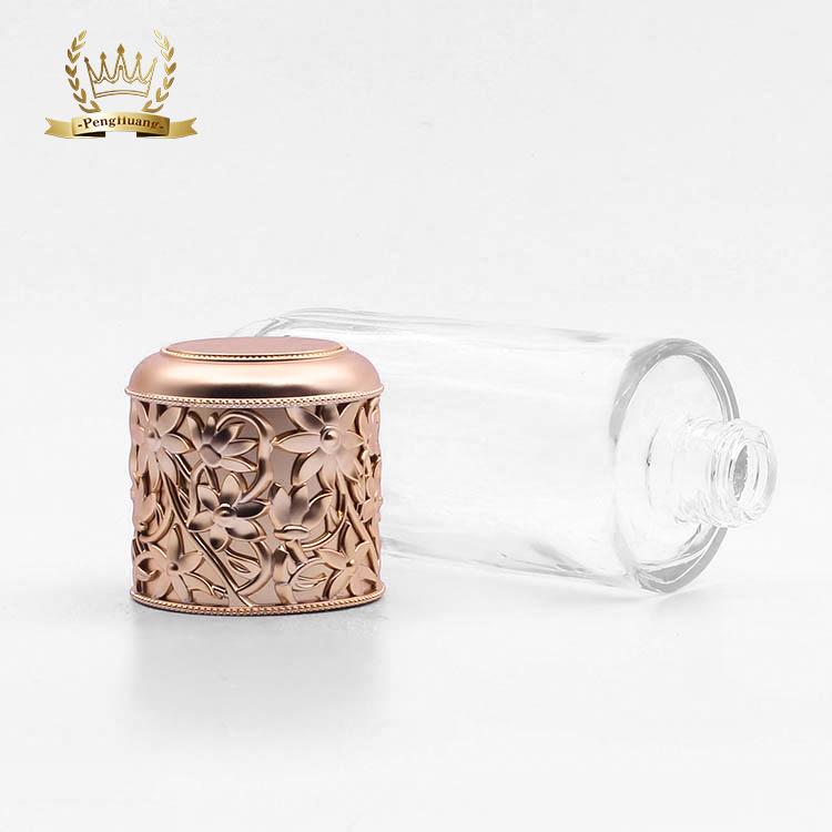 Transparent glass cream jar 30g 50g glass cream bottle 40ml 100ml 120ml with Rose gold pump cosmetic packaging bottle set