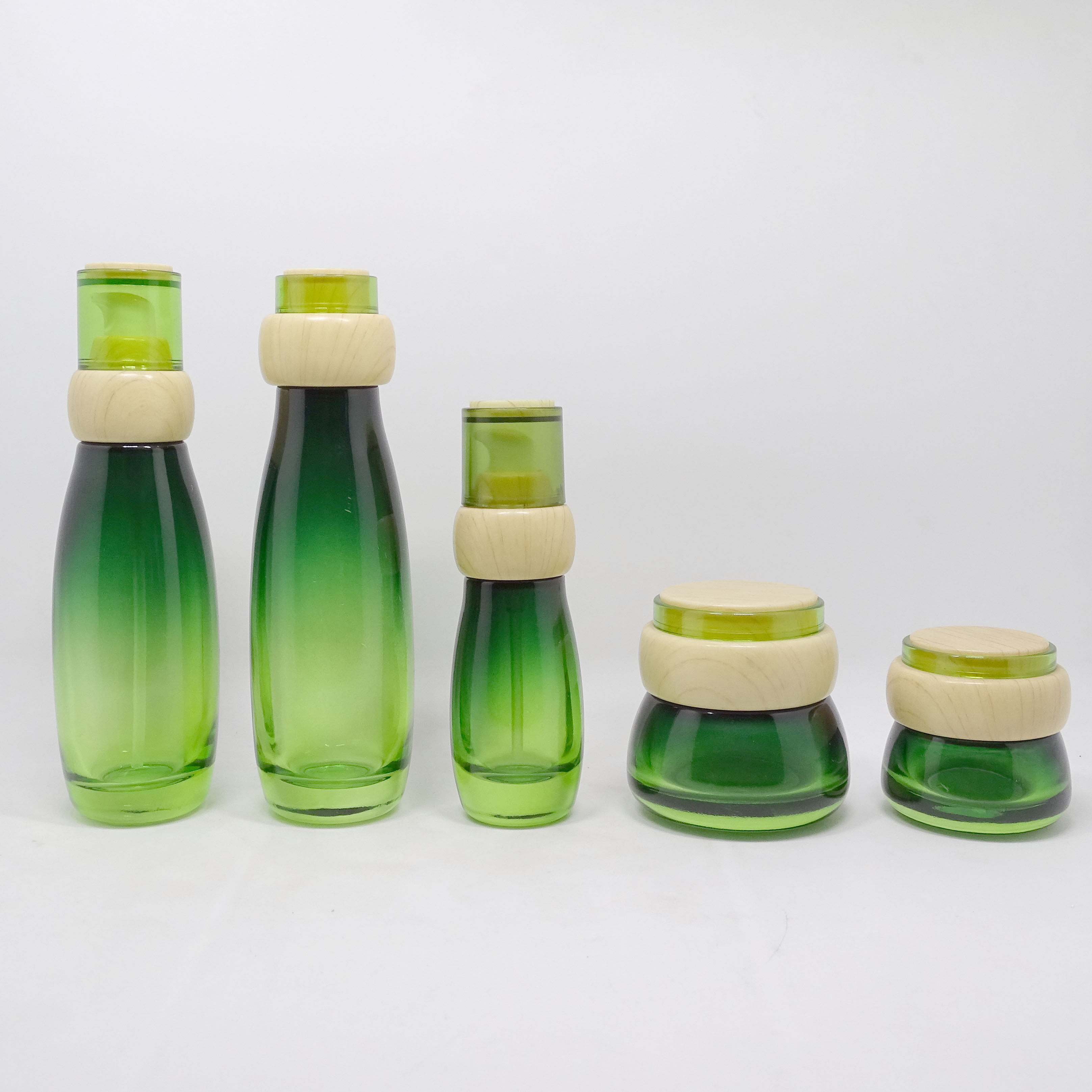 Transparent glass cream jar 30g 50g glass cream bottle 40ml 100ml 120ml with Rose gold pump cosmetic packaging bottle set