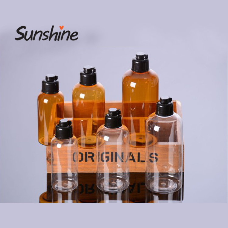 Transparent plastic packaging plastic flip top cap bottle 3.4oz 7oz