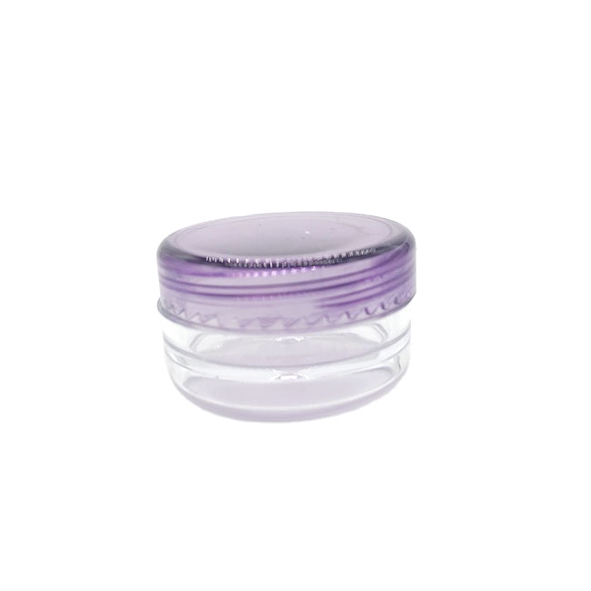 Transparent purple plastic cosmetic cream jars with lid