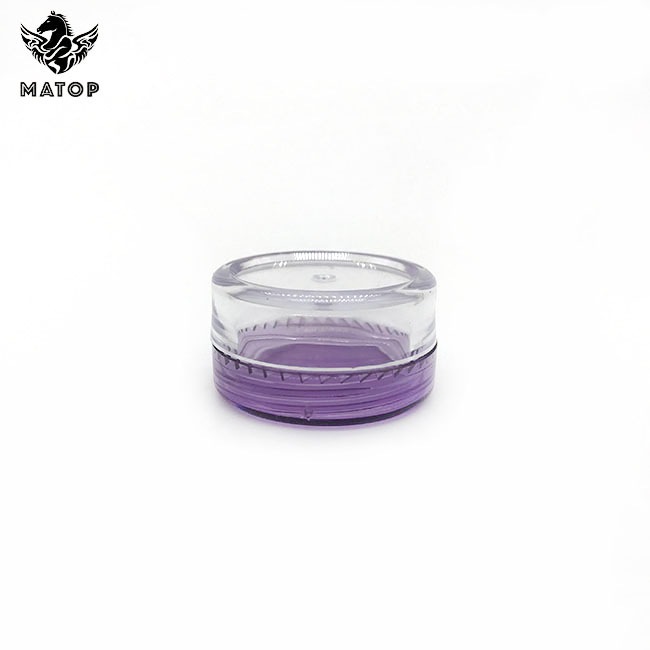 Transparent purple plastic cosmetic cream jars with lid