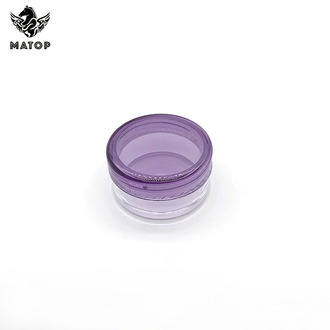 Transparent purple plastic cosmetic cream jars with lid