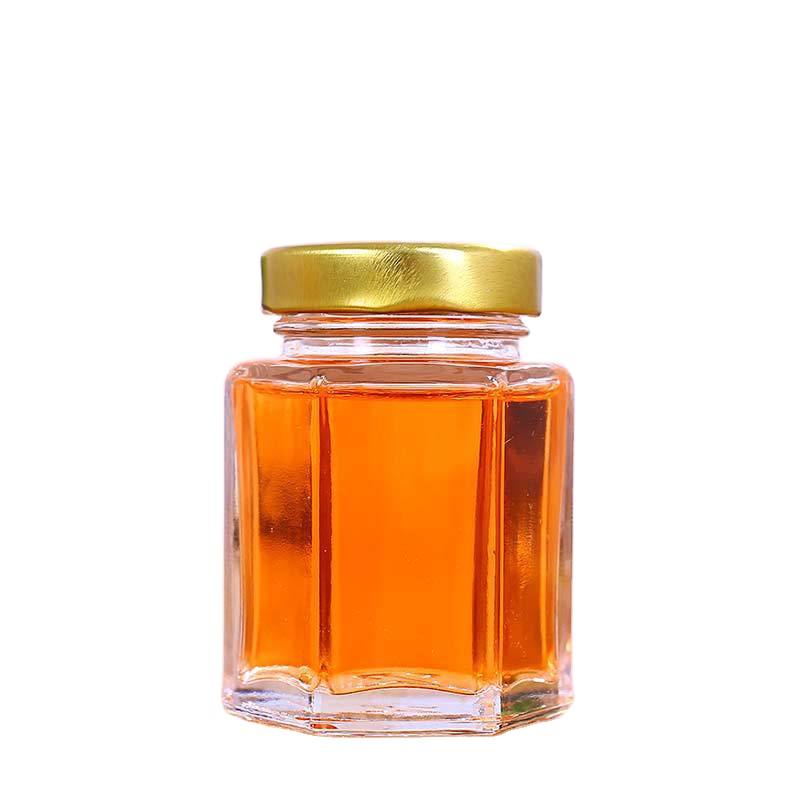 Transparent round shape 150ml 180ml 300ml 360ml honey jam jelly glass jar with metal lid