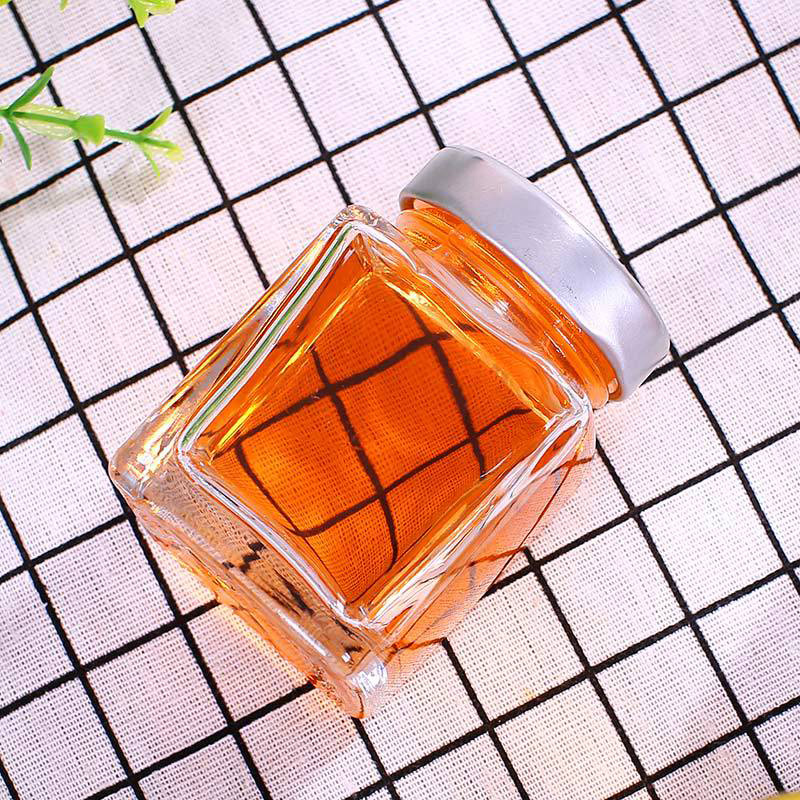 Transparent round shape 150ml 180ml 300ml 360ml honey jam jelly glass jar with metal lid