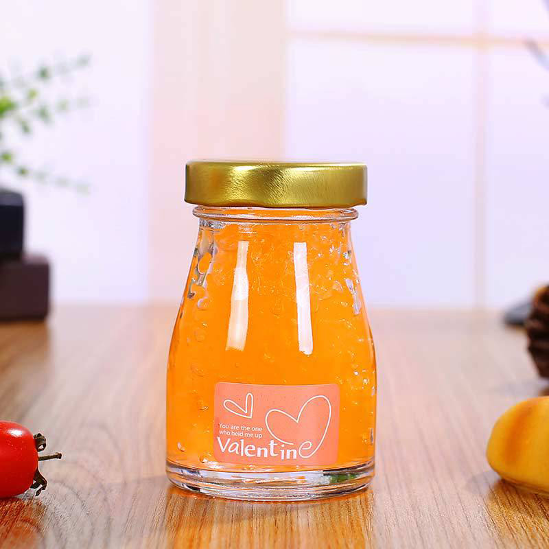 Transparent round shape 150ml 180ml 300ml 360ml honey jam jelly glass jar with metal lid