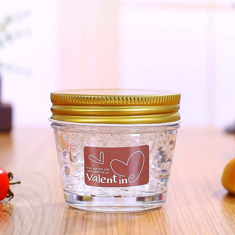Transparent round shape 150ml 180ml 300ml 360ml honey jam jelly glass jar with metal lid