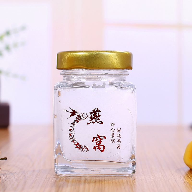 Transparent round shape 150ml 180ml 300ml 360ml honey jam jelly glass jar with metal lid