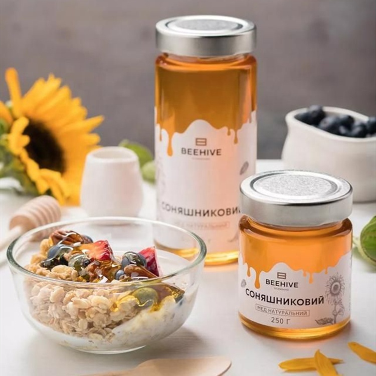 Transparent wide mouth 200 ml 300 ml 380 ml cylindrical glass honey bottle