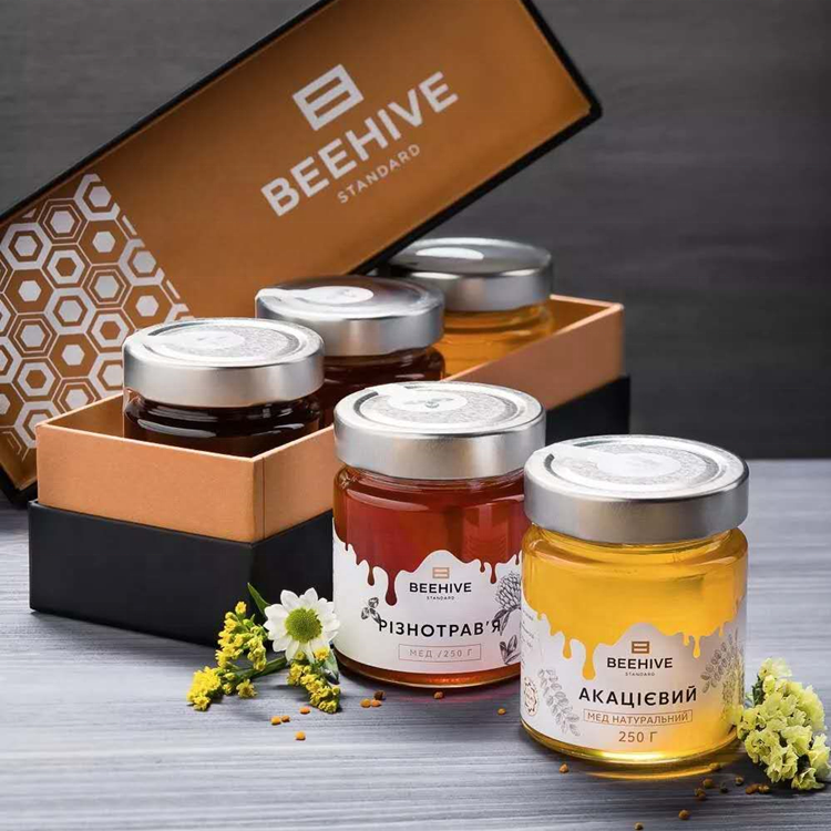 Transparent wide mouth 200 ml 300 ml 380 ml cylindrical glass honey bottle