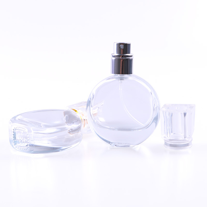 Travel 25ml Clear oval glass spray perfume bottle with glass cap