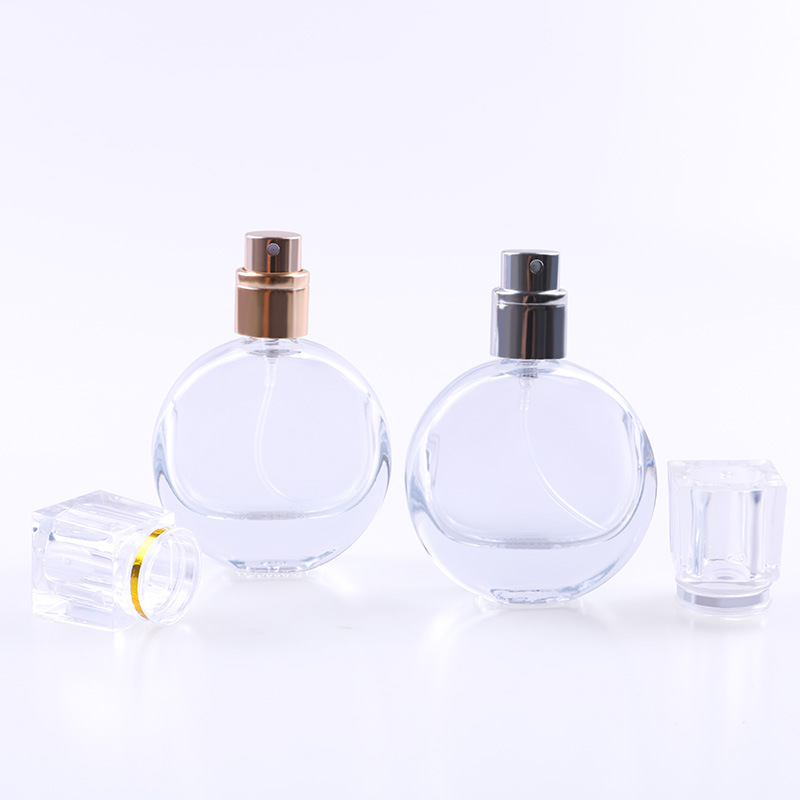 Travel 25ml Clear oval glass spray perfume bottle with glass cap