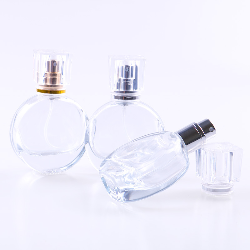 Travel 25ml Clear oval glass spray perfume bottle with glass cap