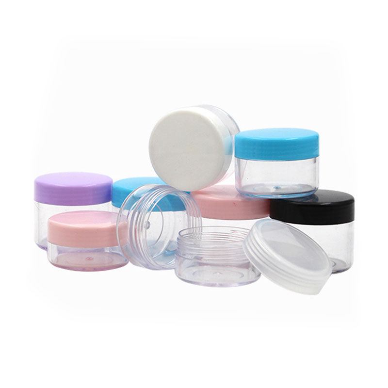 Travel Cosmetic Sample Containers 10/15/20 Gram Plastic Cosmetic Pot Jars With Colorful Screw Cap Lids