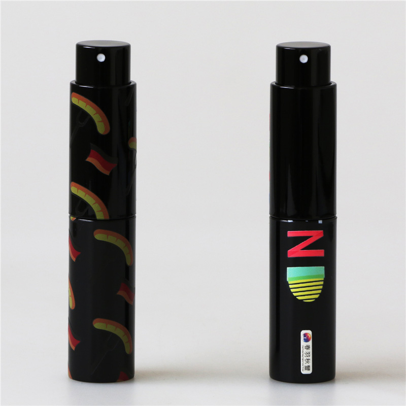 Travel friendly 10ml refill matte black purse atomizer perfume spray bottle inner glass vial with pump spray