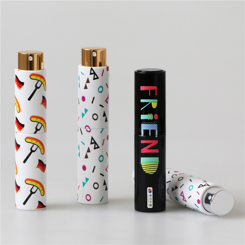 Travel friendly 10ml refill matte black purse atomizer perfume spray bottle inner glass vial with pump spray