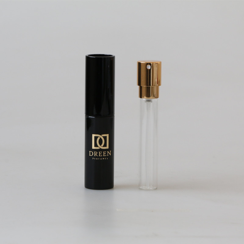 Travel friendly 10ml refill matte black purse atomizer perfume spray bottle inner glass vial with pump spray