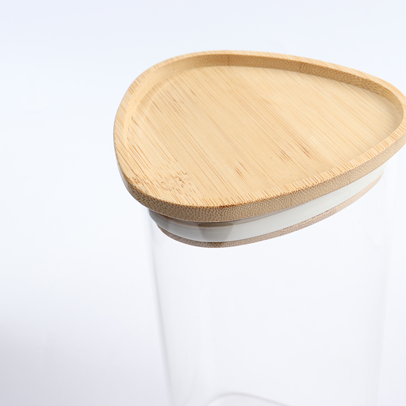 Triangle Folding Glass jars Food Storage Containers with Airtight Bamboo Leak Proof Lid Ideal Kitchen Accessories for Cook